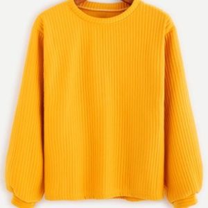 Yellow Long Sleeve Ribbed Sweatshirt